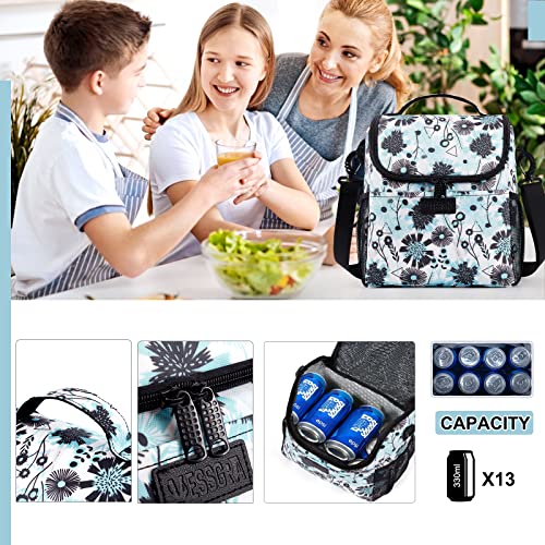 Vessgra Insulated Lunch Bags For Women/Men, Floral Lunch Box, Insulated Lunch Box For Office Work Picnic Travel Leakproof Cooler Lunch Bag With Adjustable Shoulder Strap For Adult/Geometry #TOP3