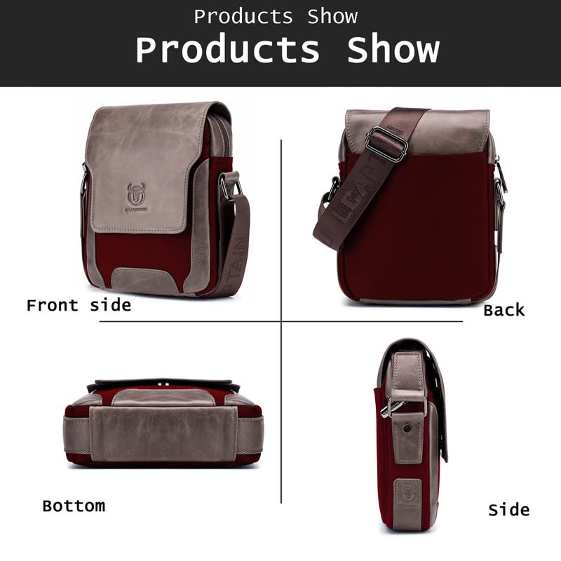 Bandoleras Hombre Piel,Bolsos Bandolera Hombre,Bolso Hombre,Adecuado para Trabajo, Viajes, cafetería, etc,Rojo.