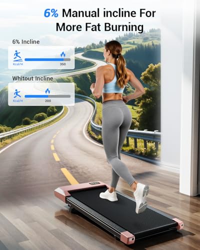 Image of Superun Walking Pad with 6% Incline, Under Desk Treadmill for Home Office, 3 in 1 Portable Walking pad Treadmill with Remote Control, 2.5HP Quiet Mini Treadmills, 300 lbs Capacity