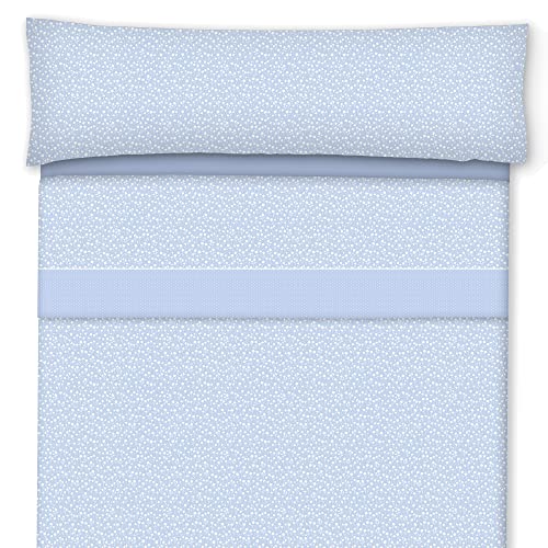 Cisne Rojo Juego de Sabanas Todo el Año. Juego de Sabanas Verano. Sabanas Estampadas Modelo Flor. Color Celeste Cama 135 cm