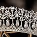 SWEETV Princess Diana Tiara for Women, Silver Pearl Wedding Crown for Bride, Rhinestone Costume Accessories for Birthday Party Prom