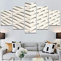 SIGNWIN 5 Panel Canvas Wall Art Modern Art Abstract Contemporary Edgy Mixed Media Multicolor Patterns for Home Decorations Ready to Hang - 60