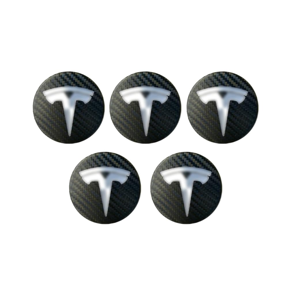Center Cap Wheel Rim Logo T Emblem Decals Stickers 5 Pieces Compatible with Model X S 3 Y
