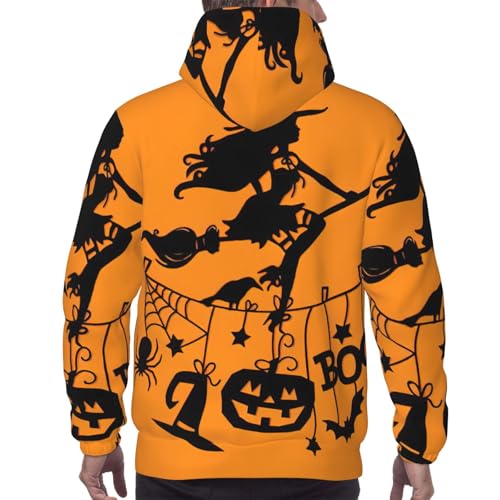 Pull à capuche en polaire imprimé sorcière d'Halloween sweat homme - 3