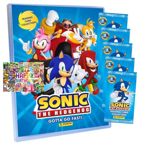 Set di carte da collezione Panini Sonic (2025) The Hedgehog – Selezione + esclusivo biglietto di compleanno (1 cartellina + 5 booster)