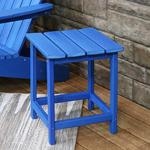 Sunnydaze All-Weather Blue Outdoor Side Table - Modern Square Adirondack Side Table - Stylish Patio Furniture Accessory - Perfect For Yard, Patio, Garden And Poolside #TOP1