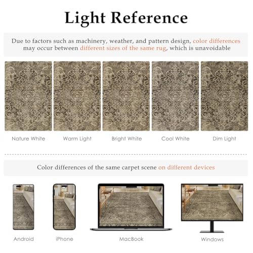 3x8 Washable Brown Vintage Runner Rug for Kitchen Hallway Non-Slip Low Pile Soft Thin Carpet Traditional Retro Distressed Accent Long Throw Rug for Entryway Bathroom Indoor Bedroom