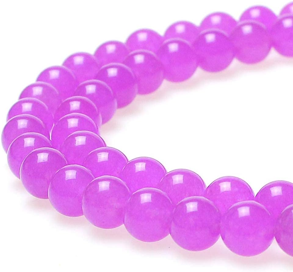 JARTC Natural Stone Beads Light Purple Chalcedony Round Loose Beads for Jewelry Making DIY Bracelet Necklace (8mm) Light Purple Chalcedony 8mm