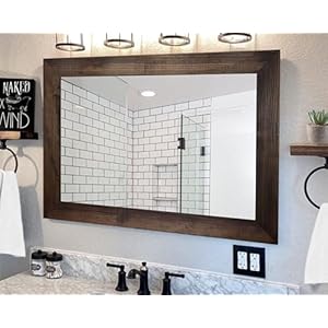 Shiplap Rustic Wood Framed Mirror Handmade in the USA 20 Stain Colors Shown in Jacobean Bathroom Vanity Mirror Double Sink Mirrors Bathroom Mirror Guest Bathroom Mirror Master Bathroom Mirror