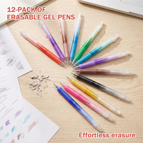 Set de 12 bolígrafos gel borrables multicolor punta fina miniatura 2