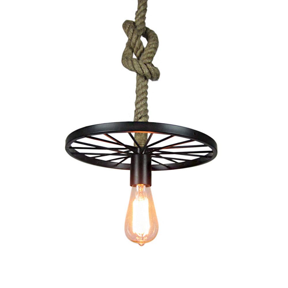 Luminaire suspendu cuisine et restaurant style industriel suspension roue noire E27