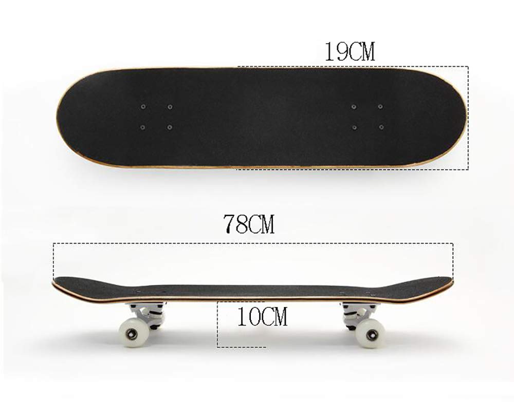 Maple Wood Decks Skateboard, 30 * 8in 95A Alta Velocidad PU Rueda +Mute ABEC-7 Rodamientos, para Principiantes y Profesionales,Carga 330 LB