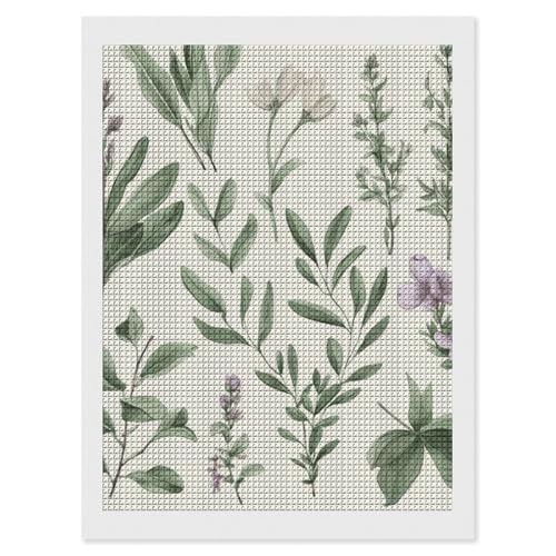 Kit broderie diamant fleurs vertes pour un salon zen et nature