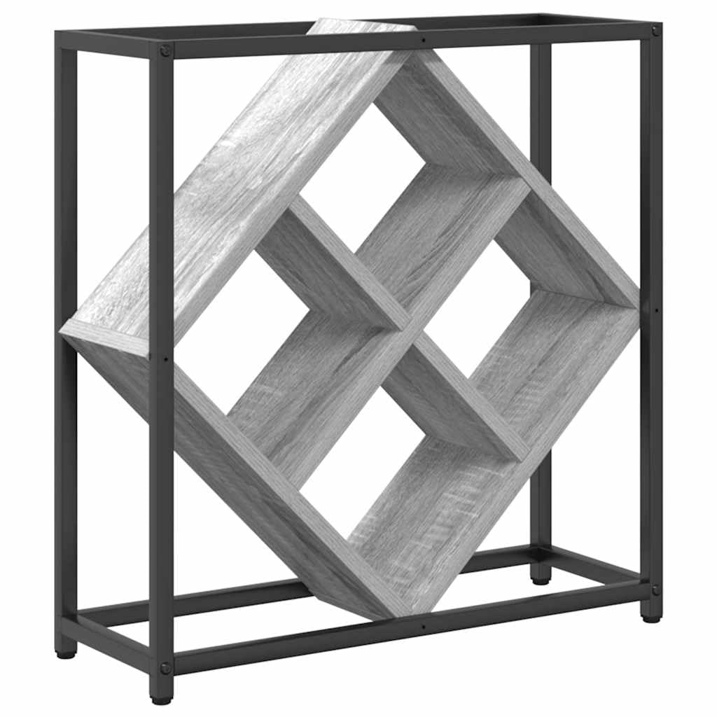 Portabottiglie in legno per 16 bottiglie, grigio Sonoma, moderno scaffale per bottiglie con spazio portaoggetti, portabottiglie salvaspazio per cucina, sala da pranzo, soggiorno e cantina