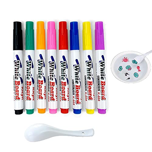 Magic Drawing Pen For Kids, Magical Water Painting Pen For Kids, Dooddy Magic Painting Pens, Magical Doodle Water Floating Ink Pen, Magical Floating Ink Pen With Spoon (8 Color With Spoon) #TOP20