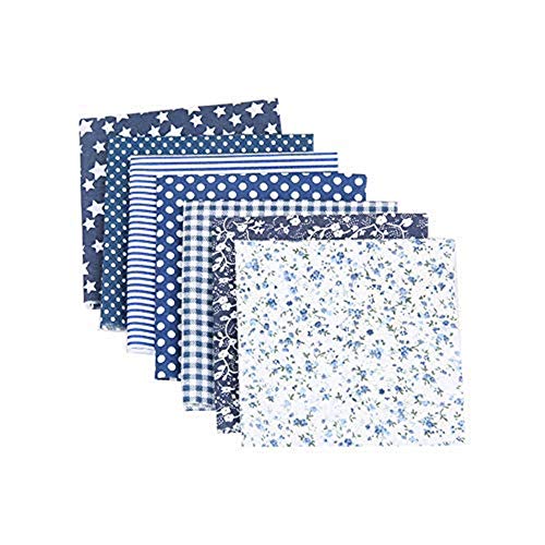CULASIGN Lot de 7 tissus en coton pour patchwork Motif fleurs Bleu foncé 50 x 50 cm Cover
