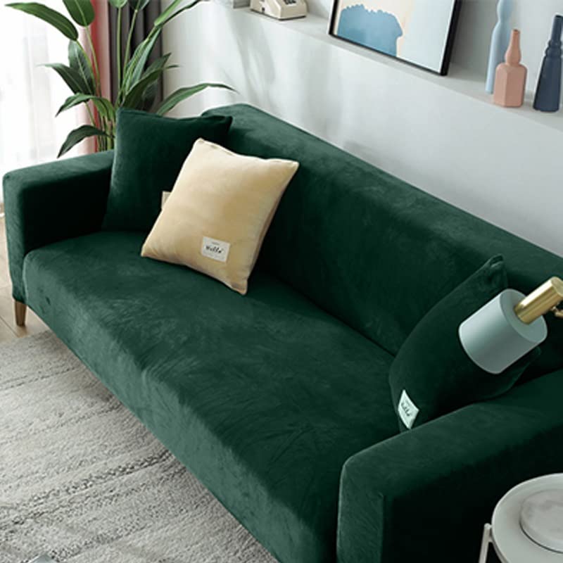 Housse de canapé d'angle en velours extensible gris 3 places