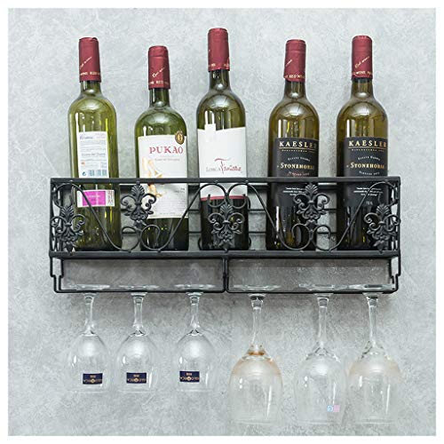 Organize Kitchen Metal Rackith Glass Holder,All-Mounted Vintage Bottle Holder, Suspension Stemare Storage Rack, Shelf for Bar/Kitchen/Cabt, Black/Commercial Cella