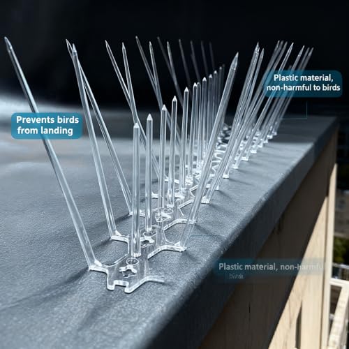 Image of (Pack of 10 with Double Sided Tape) Bird and Pigeon Spikes, Pigeon Control Spikes Anti Bird Plastic Spikes for AC Balcony Railing Window Home Protection
