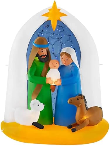 Gemmy - Belén LED de 65 pies con fondo de luces estrelladas parpadeantes para Navidad inflable