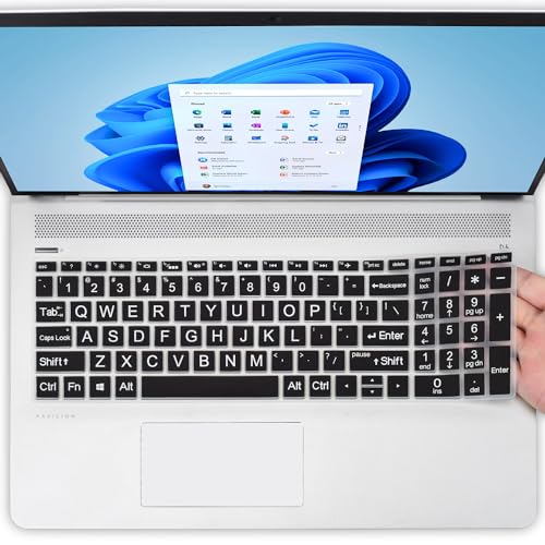 Protector de Teclado Letras Grandes para HP 15.6" Negro miniatura 1