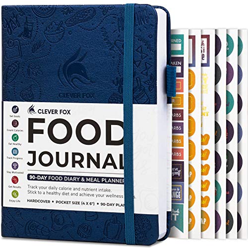 Clever FoxFood Journal - Daily Food Diary, Meal Planner to Track Calories & Nutrients, Weight Tracker Notebook, A5 (Mystic Blue)