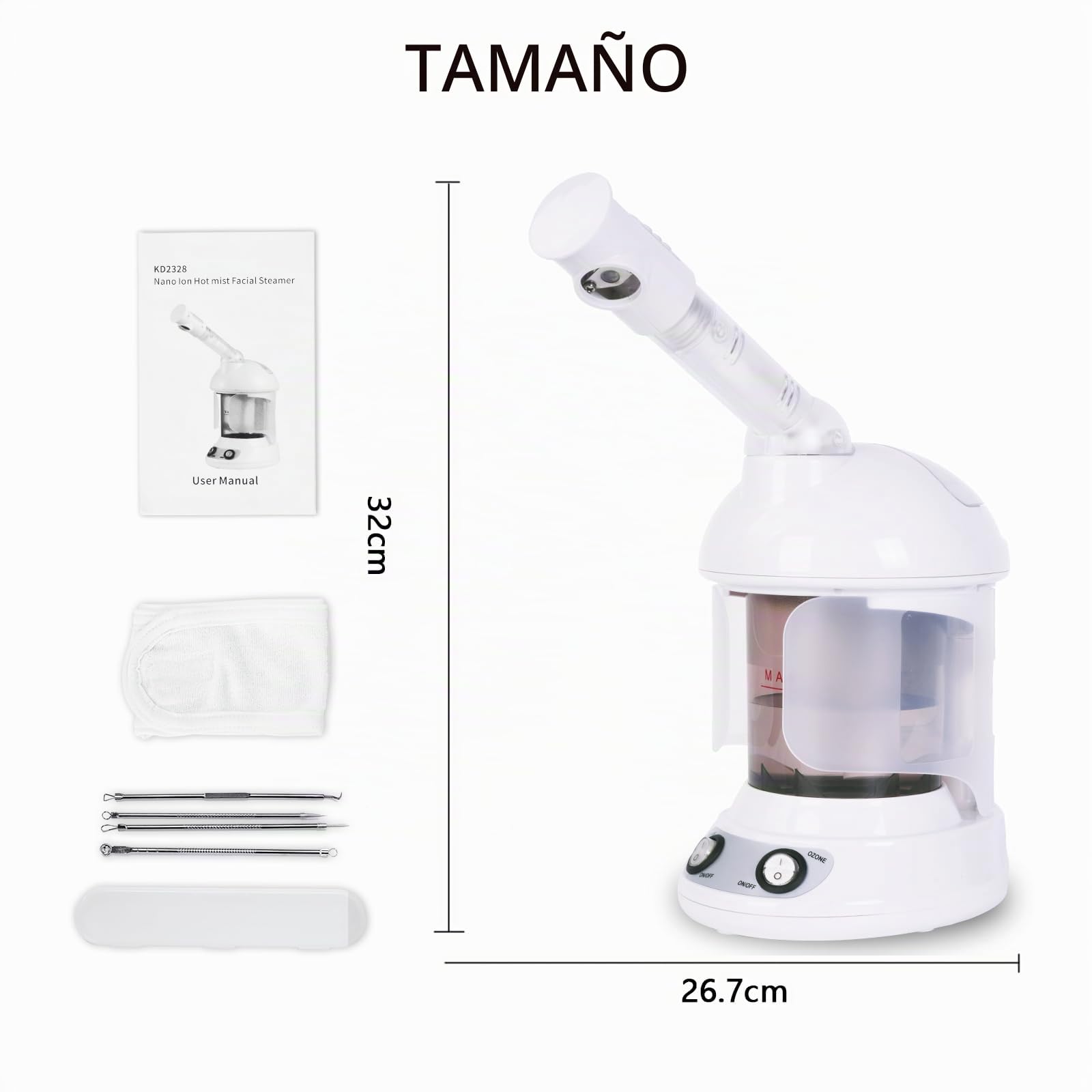 Susana Vaporizador Facial Térmico Blanco para Sauna y Spa, Spray Nano Ionic, Humidifier Steamer, Limpieza Profunda de Poros y Espinillas, Hidratante