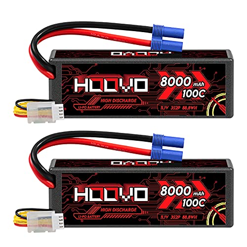 HOOVO 3S 11.1V Lipo Battery 8000mAh 100C RC Battery Hard Case with EC5 Connector for RC 1/8 1/10 Scale Vehicles Car RC Truggy Truck Airplane Helicopter Boat(2 Pack) HOOVO 3S 11.1V Lipo Battery 8000mAh 100C RC Battery Hard Case with EC5 Connector for RC 1/8 1/10 Scale Vehicles Car RC Truggy Truck Airplane Helicopter Boat(2 Pack)
