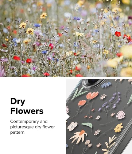 Image of Ringke Fusion Design Compatible with Samsung Galaxy S25 Ultra Case Cover Hard Graphic Designed Back Soft Flexible TPU Bumper Scratch Resistant Natural Form Galaxy S25 Ultra Back Cover - Dry Flowers