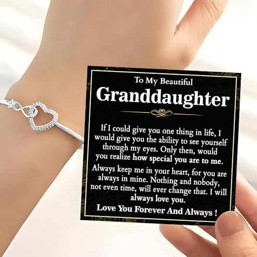 To My Granddaughter Bracelet, Granddaughter Infinity Heart Bracelet, Granddaughter's Jewelry Gift From Grandma Grandpa With Message Card And Box Meaning, Graduation Gift, Birthday Christmas Gifts3