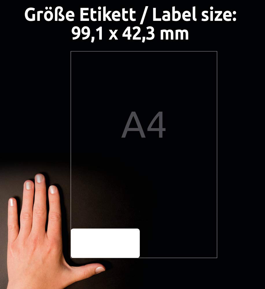 Avery Etiquettes Polyester Ultra-Résistantes - 240 Étiquettes Blanches Amovibles 99,1 x 42,3 mm - Compatible Laser - Étiquettes Avery Ultra Résistante - L4776REV-20