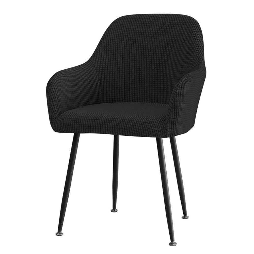 Set di 6 coprisedia elastici per poltrone, mobili da ufficio e sala da pranzo, in flanella, colore nero, facili da installare