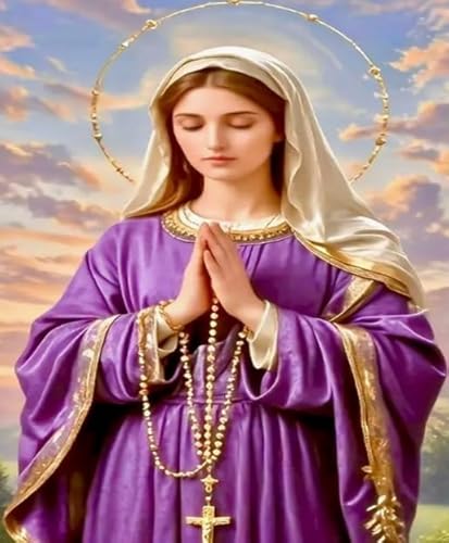 FanZheZhe Sticken Set Erwachsene Anfänger Kreuzstich Jungfrau Maria 11Ct Vorgezeichnet Baumwolle Komplettes Stickset mit Stickvorlage Stickerei-Kit zum Selbersticken Erwachsene 40x50cm