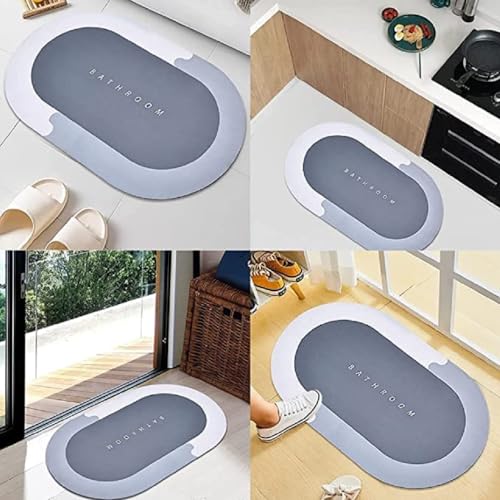 Image of QONETIC Bathroom Mat Anti-Slip Quick Dry Water Absorbing | Anti-Skid Rubber & Silicon Floor Mat for Home, Kitchen & Washroom | Super Absorbent Non-Slip Doormat (40x60 cm)