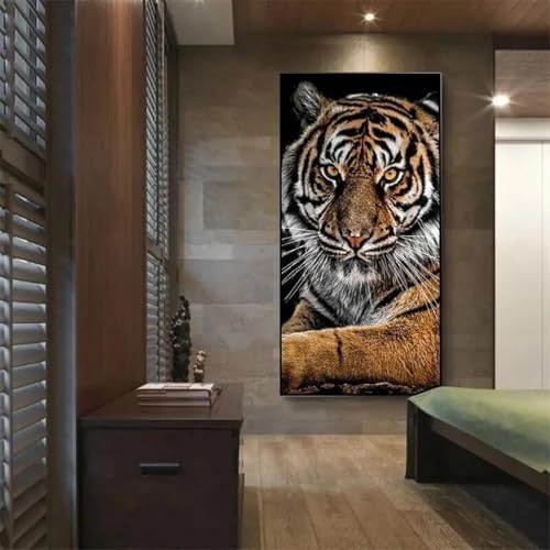 Peinture sur toile tigre 55x110 cm pour habiller facilement un grand mur blanc vide