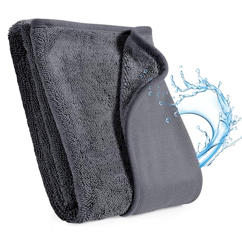 Image of JOYMOOP Microfiber Towels for Cars, 63 inch x 29.5 inch Car Drying Towel, Dark Gray Reusable Car Towel, Quick Drying Car Car Microfiber Cleaning Cloth for RVs, SUVs, Trucks