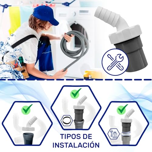 Adaptador Empalme Desague Lavadora con Salida Ø40 mm y Entrada Ø18-23 mm - Imagen 7