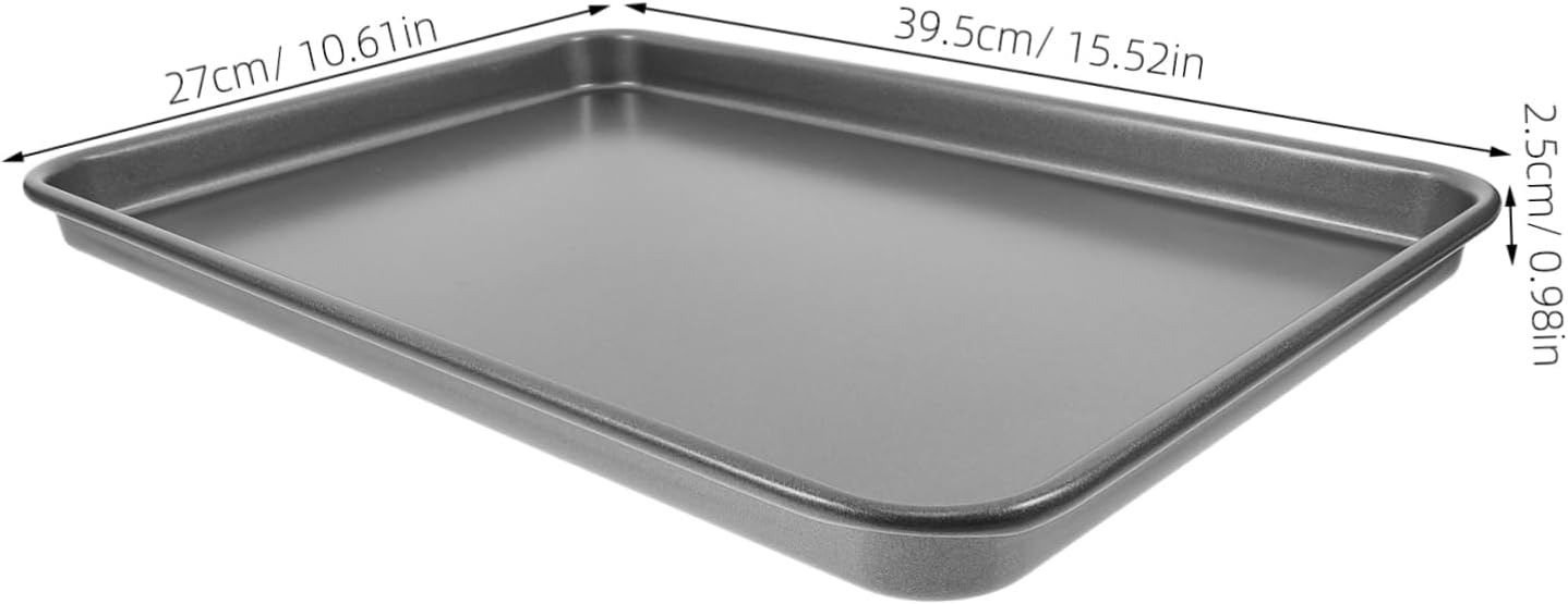 2pcs Non-stick Rectangle Baking Pans Carbon Steel Baking Trays for Cookies Bread Cakes and Pizzas High Heat Tolerance and Easy to Clean