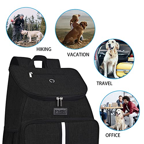Baglher 丨Dog Travel Bag,Airline Approved Pet Supplies Backpack,Dog Travel Backpack With 2 Silicone Collapsible Bowls And 2 Food Baskets. Black #TOP5