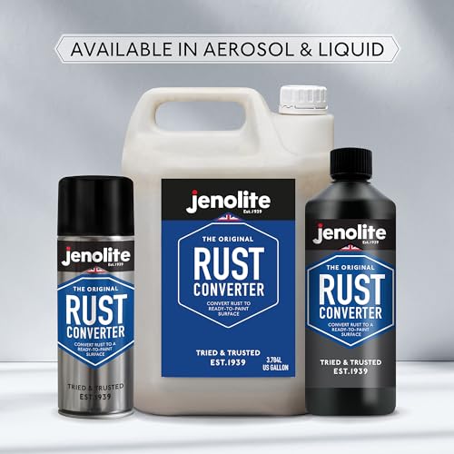 JENOLITE Rust Converter Spray for Metal - Fast Acting Rust Reformer, Inhibitor, and Primer in One - Reforms Rust into Ready to Paint Surface - 400ml (13.52 fl oz)