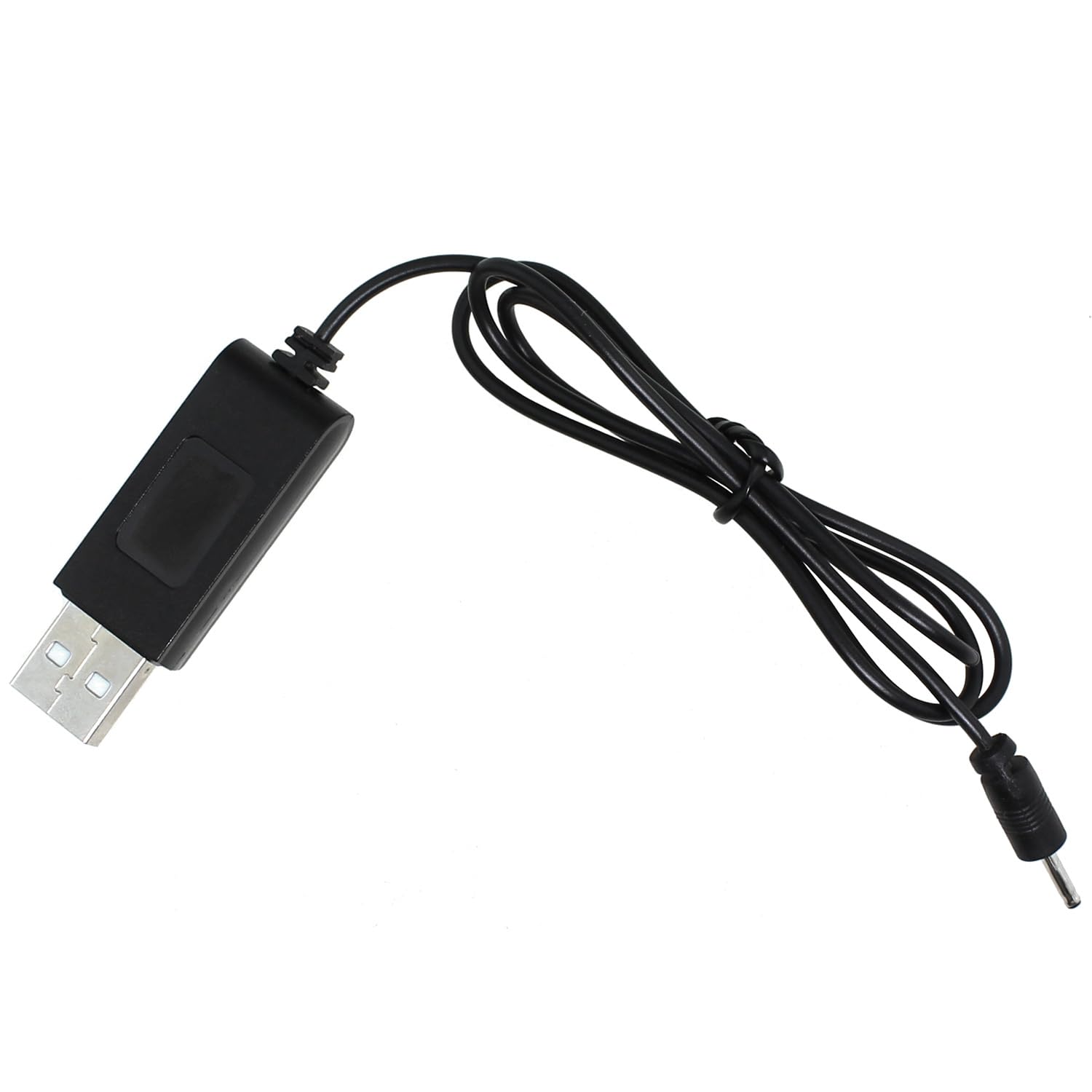 Bxian USB Lithium Battery Charging Cable Black USB Charging Cable OD 2.0mm Round Plug with Indicator Light