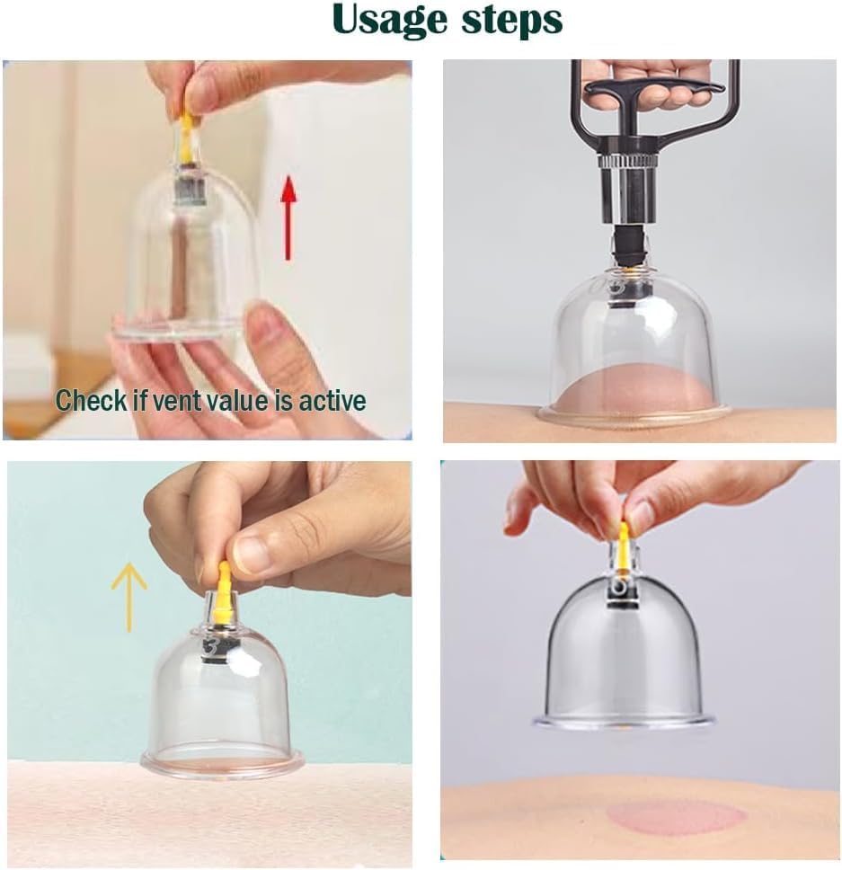 Miniatura 5 de Juego de ventosas de terapia de 16 piezas, kit de tazas al vacío para alivio muscular, celulitis corporal, succión de cuello y espalda, herramienta