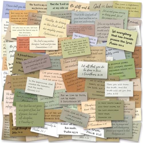 120PCS Bible Verse Stickers, No Repeat Christian Vintage Inspirational Quote Sticker, Typewriter Scripture Stickers, Bible Study Supplies for Scrapbooking, Water Bottle, Laptop