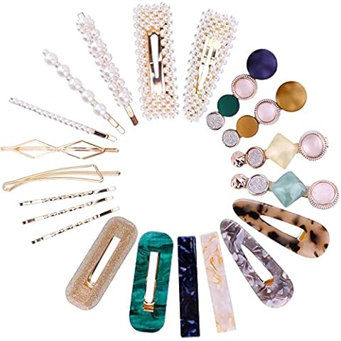 20Pcs Pearl Hair Clips - Fashion Pearls Hair Barrettes Sweet Artificial Macaron Acrylic Resin Barrettes Hairpins for Women,Ladies Girls Cover