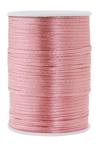 Mandala Crafts Satin Rattail Cord String from Nylon for Chinese Knot, MacramÃ©, Trim, Jewelry Making Rose Pink 2mm