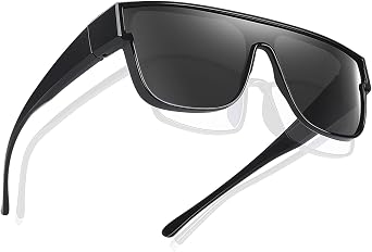 Polarized Fit Over Sunglasses Trendy Square Wrap Around Shades Glasses for Women Men UV Protection