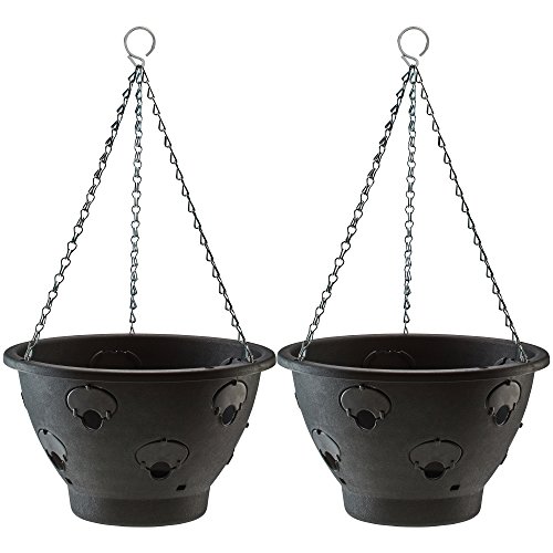 Image of Thompson & Morgan Bloomaround Hanging Basket Garden Planter Plant Pot Container with Water Reservoir for Flowers, Vegetables and Fruits (30cm, 2 Pack)