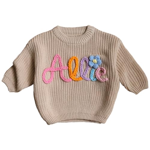 Custom Baby Name Sweater, Baby Sweater Pink Baby Girls Sweater with Name, Personalized Hand Embroidered Name Baby Sweater, Best Birthday Gift for Baby, Christmas Gift for baby