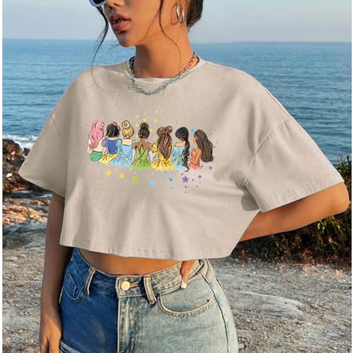 Image of Magical Crop Shirt for Women Magic Kingdom Princess Tshirt Funny Family Vacation Trip Tee Casual Holiday Top