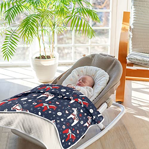 Image of Dala Horses Baby Blankets Soft Warm Crib Stroller Blanket for Toddler Newborn Girls Boys, 30x40in